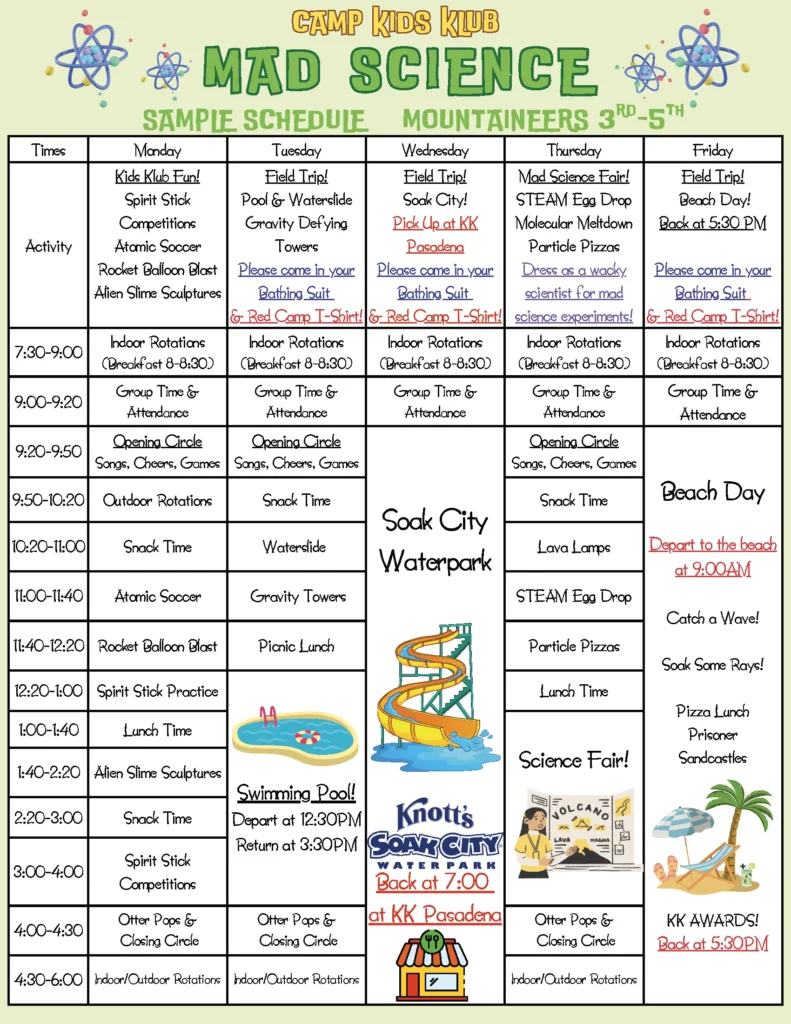 Mountaineer Example Schedule Daily