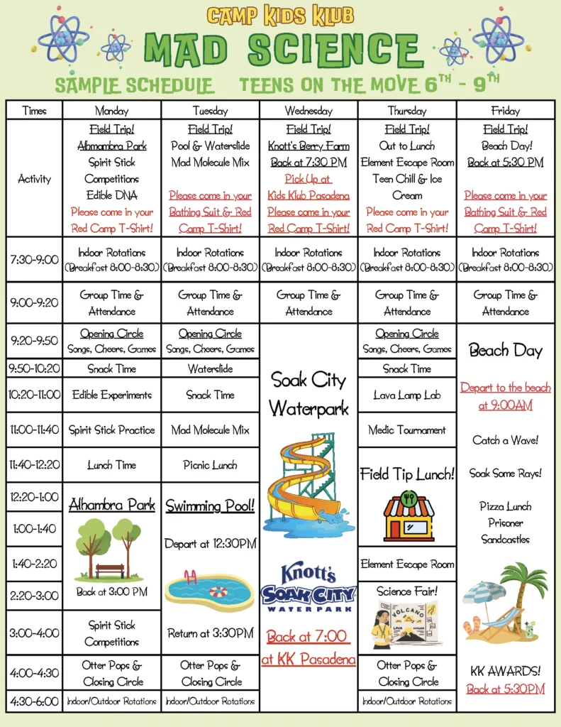 Teens Example Schedule Daily